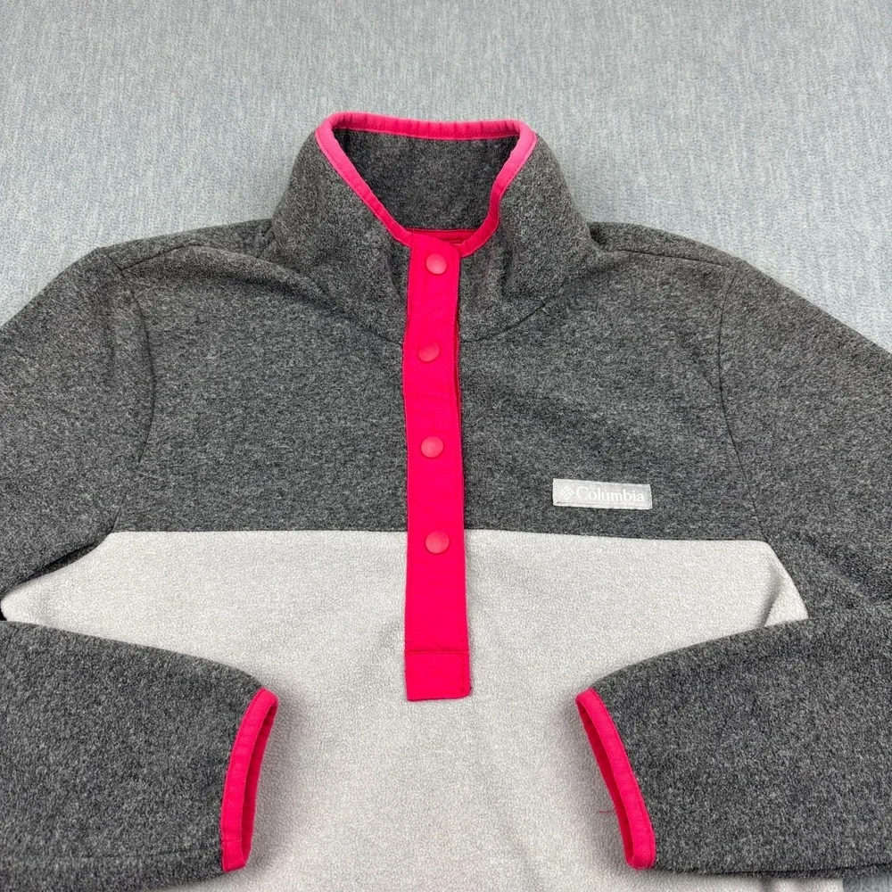 Columbia Jacket Womens XS‎ Gray Pink Foster Creek 1/4 Button Fleece Pullover